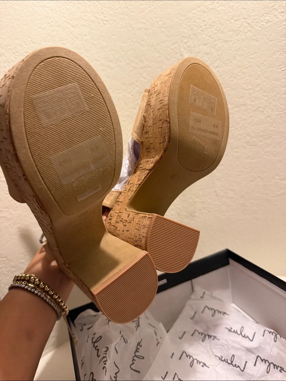Lulu's Tan Cork Platform Sandals